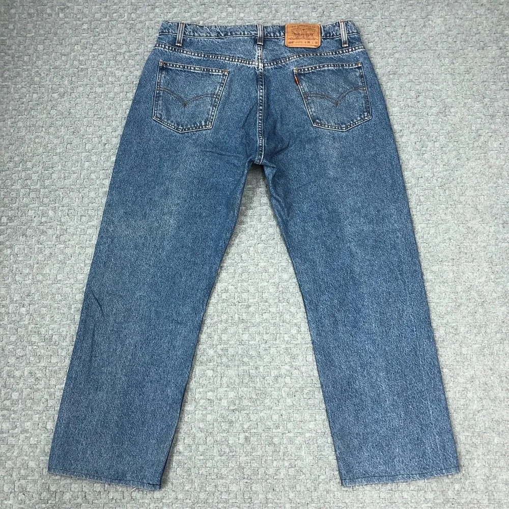 VTG Levis 505 Jeans Mens 38x30 Blue Denim Straight Leg Orange Tab Made USA 90s